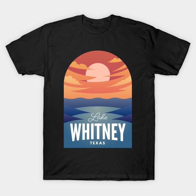 Lake Whitney TX Retro Sunset T-Shirt by HalpinDesign
